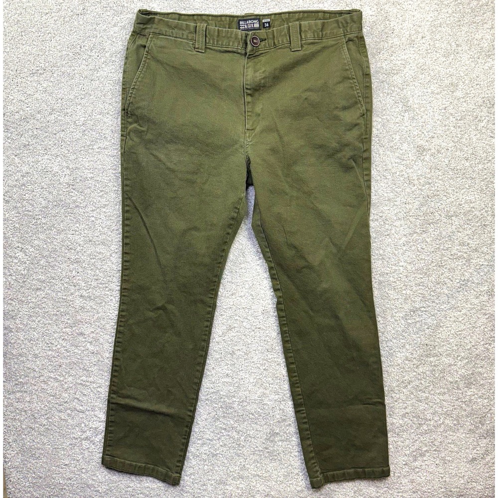 Billabong A/DIV Adventure Division Green Chino Pants Mens Size 36 Utility Casual